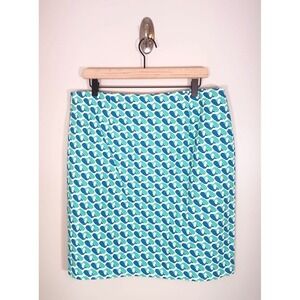 Talbots Nautical Whale Print Beach Coastal Cotton Stretch Skirt Size 12